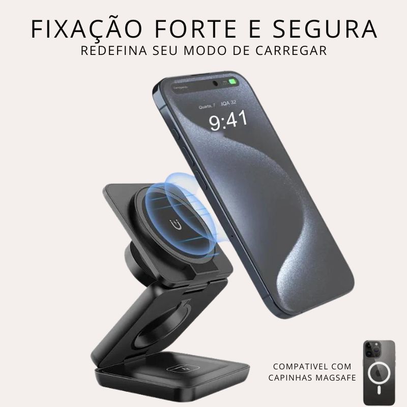 Carregador magnético 3 em 1 Wireless